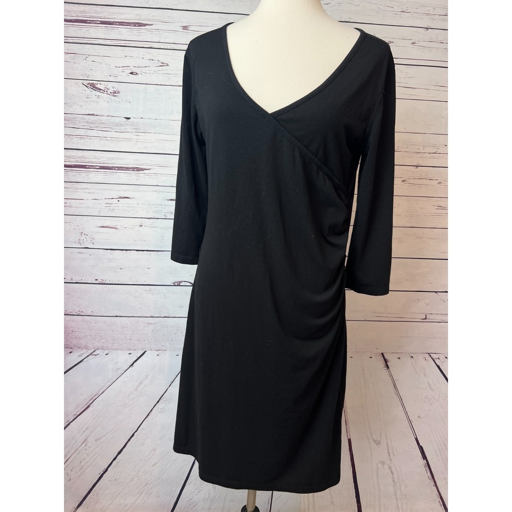 Royal Robbins Dress Medium Monroe Faux wrap Standard Fit Black Stretch Outdoors